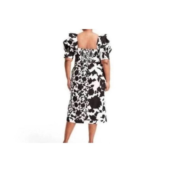 Christopher John Rogers for Target Black/White Puff Sleeve Faux Wrap Dress - Picture 4 of 8
